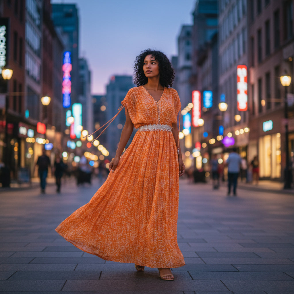 Georgette Pleated Gown Primary Use Case