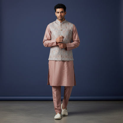 Cotton Silk Blend Kurta Set 3 Piece