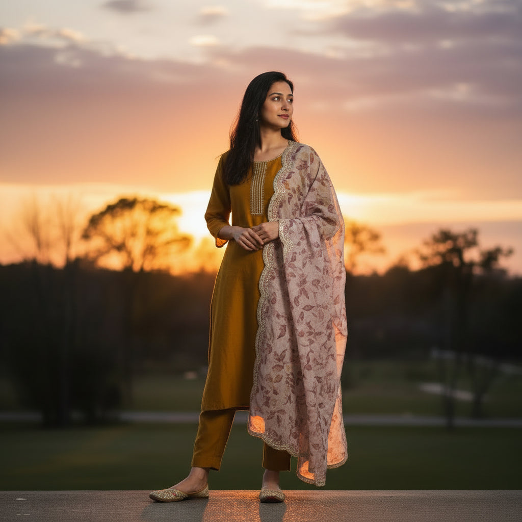 Georgette Dupatta with Sequined Borders for Festive Elegance