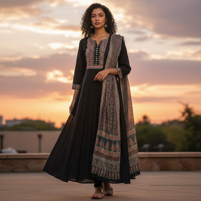 Silk Blend Semi Anarkhali Kurta Set