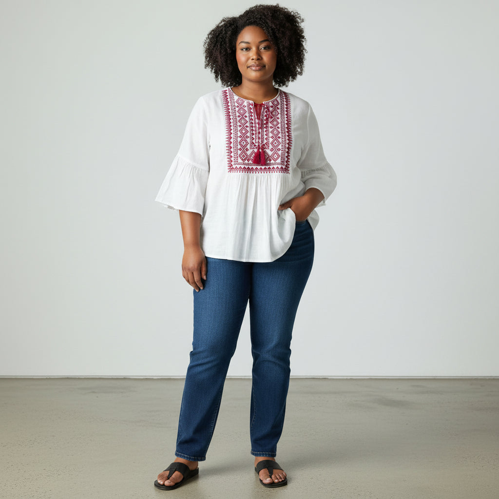 Deep Red Embroidered Tunic