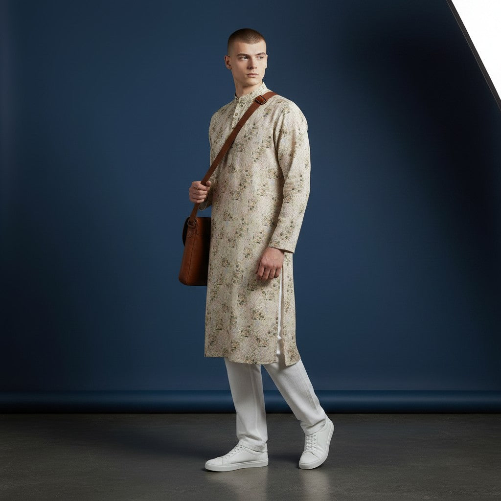 Men's Multi-Color Designer Kurta with Mandarin Collar