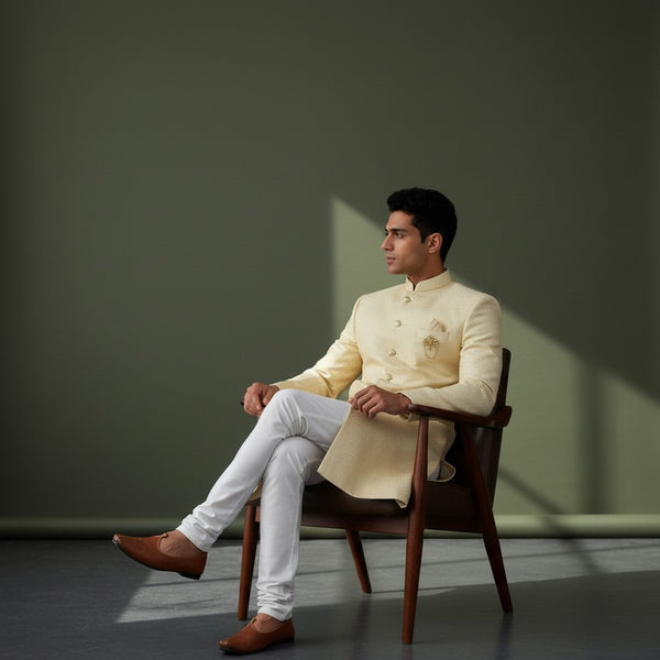Cream Nehru Jacket - Men's Bandhgala Kurta