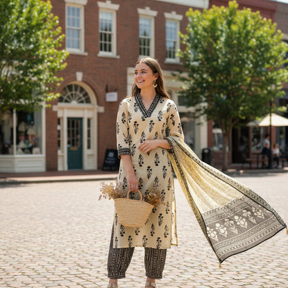 Cotton Straight-fit Kurta Set