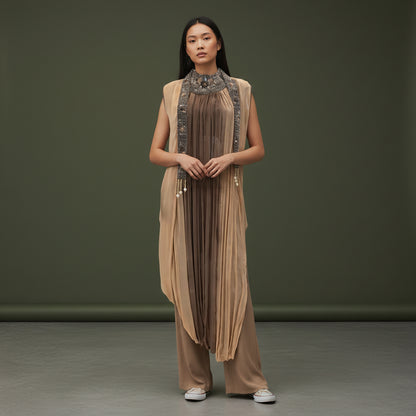 Crepe Georgette Layered Drape Suit