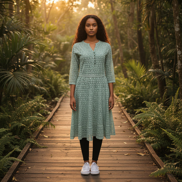 Chikankari Print With Sequence Kurta