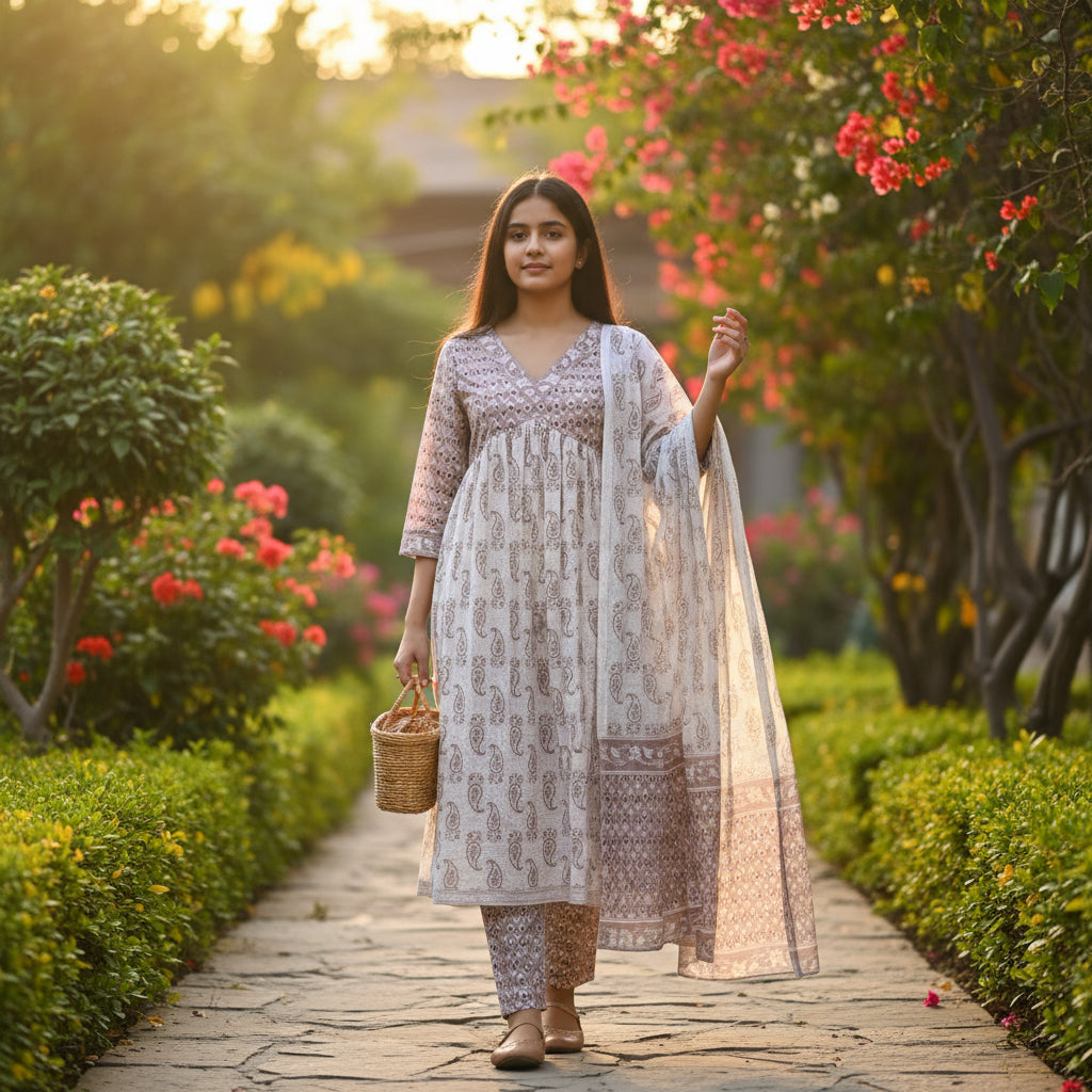 Premium Cotton Anarkali Tunic Set for Effortless Elegance