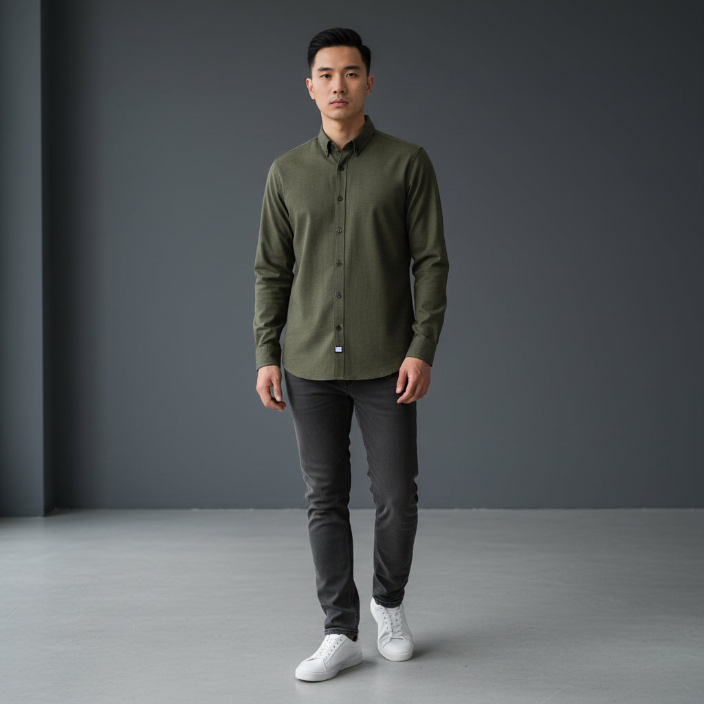 Cotton Polyester Button-Up Shirt