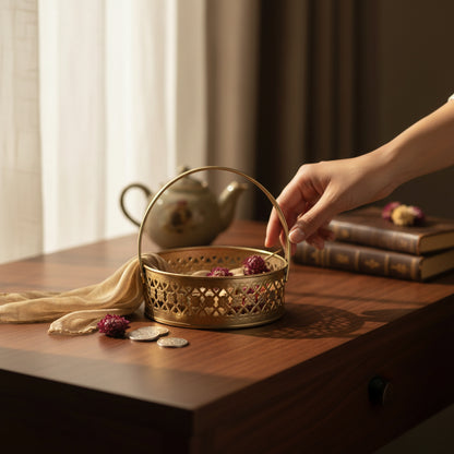 Gold-Plated Metal Decorative Basket