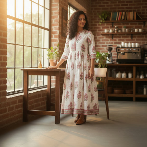 Rose Pink Floral Frock
