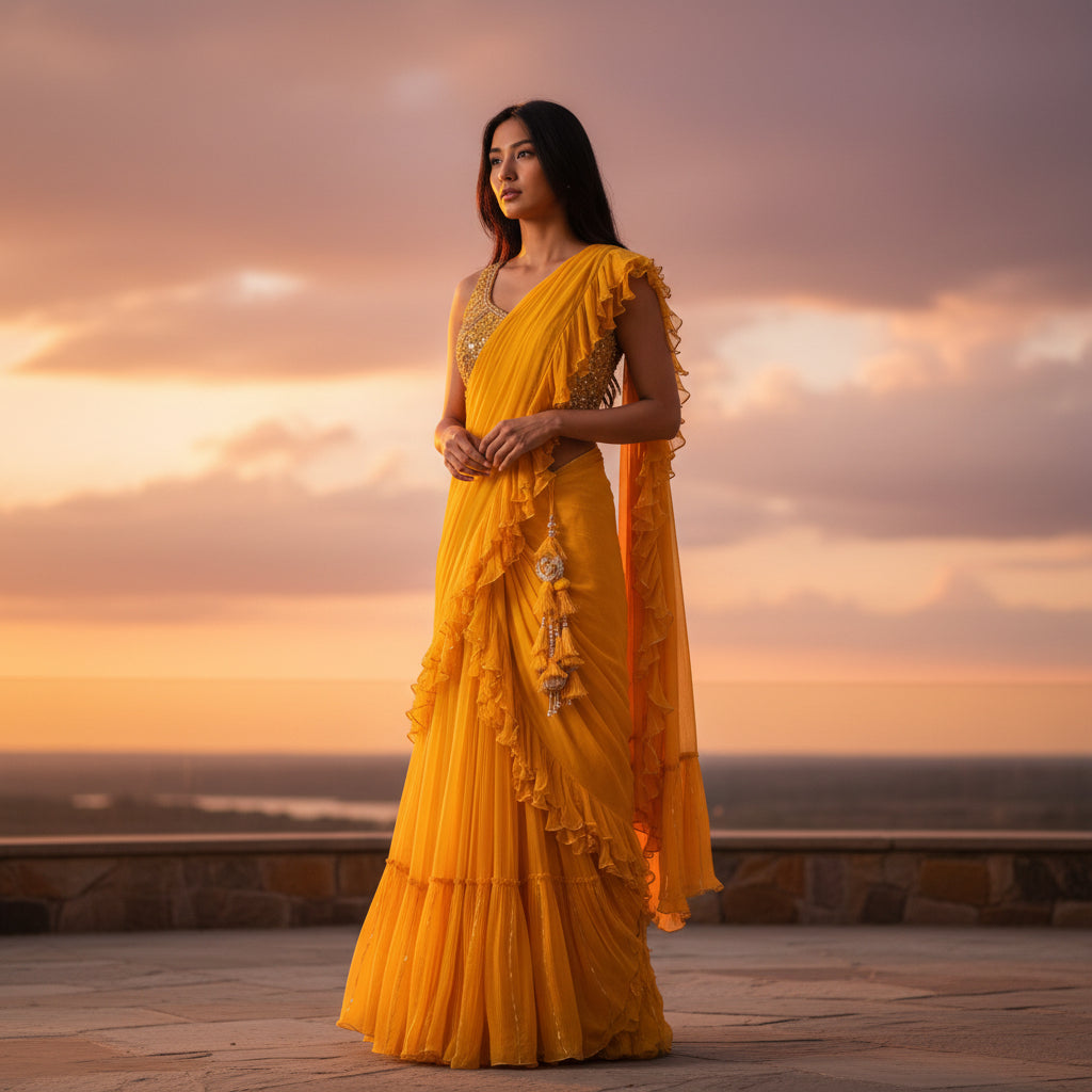 Georgette Ruffled Crop Top