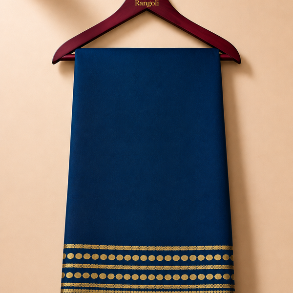 Deep Teal Mysore Pure Silk Saree with Gold Zari Border