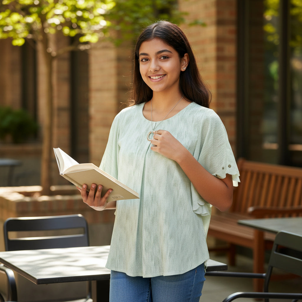 Lightweight Pleated Chiffon Tunic