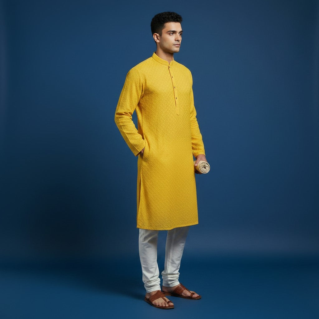 Chikankari Embroidered Sequinned Kurta Set