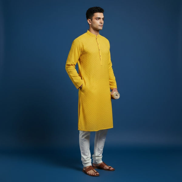Chikankari Embroidered Sequinned Kurta Set