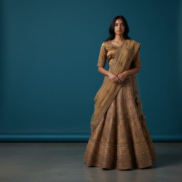 Heavily Embellished Bridal Lehenga with Zardosi and Thread Work