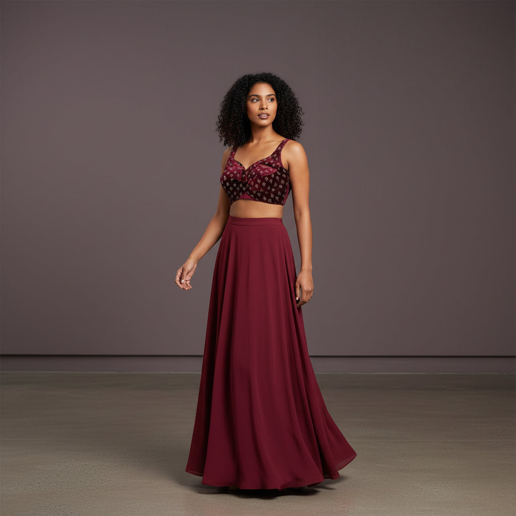 Velvet Designer Blouse with Embroidery