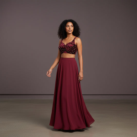 Velvet Designer Blouse with Embroidery