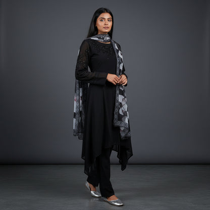 Georgette Kurta Set 3 Pc Black