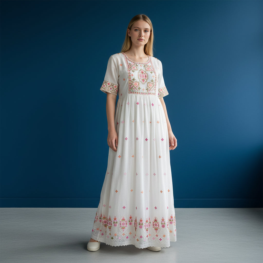 Georgette Floral Embroidered Long Dress
