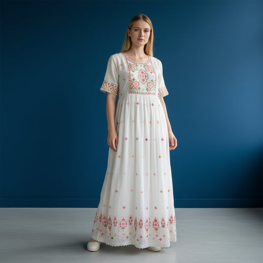 Georgette Floral Embroidered Long Dress