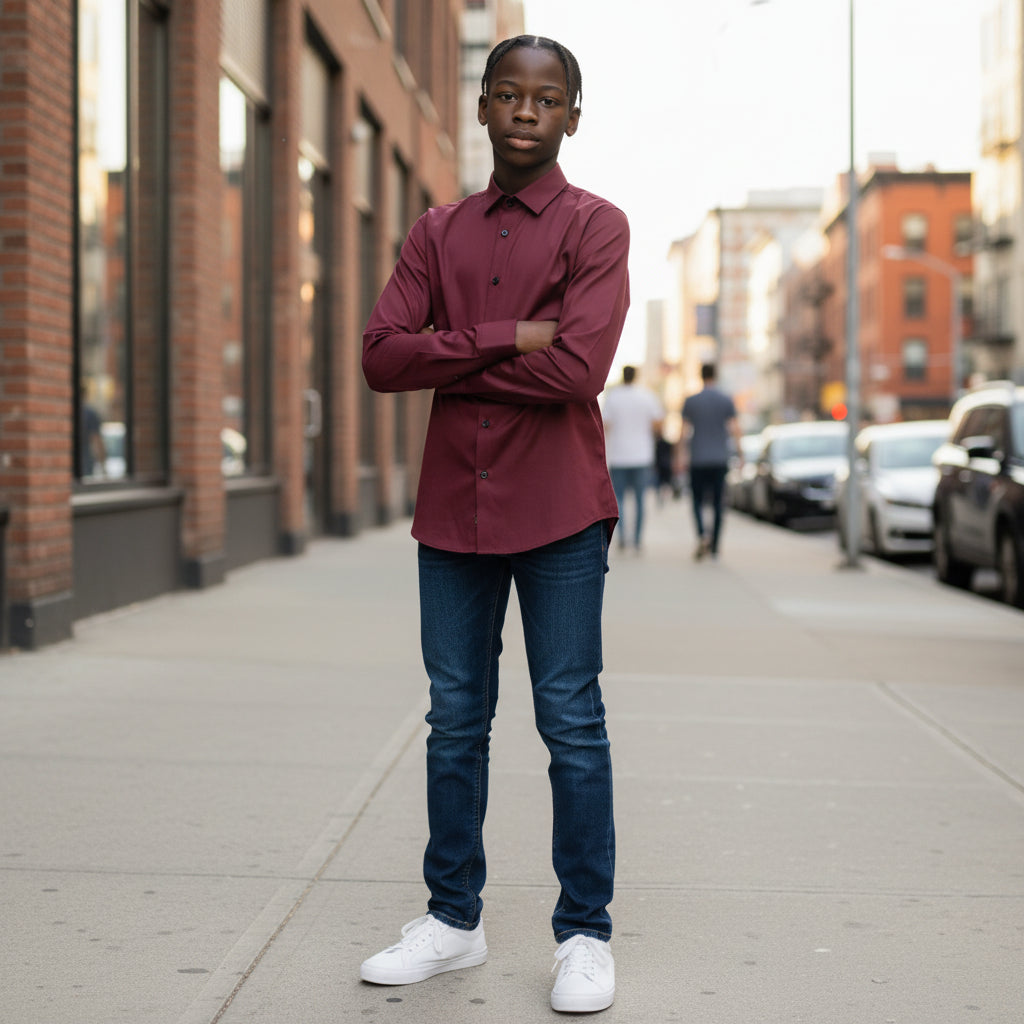 Polyester Button-Up Shirt