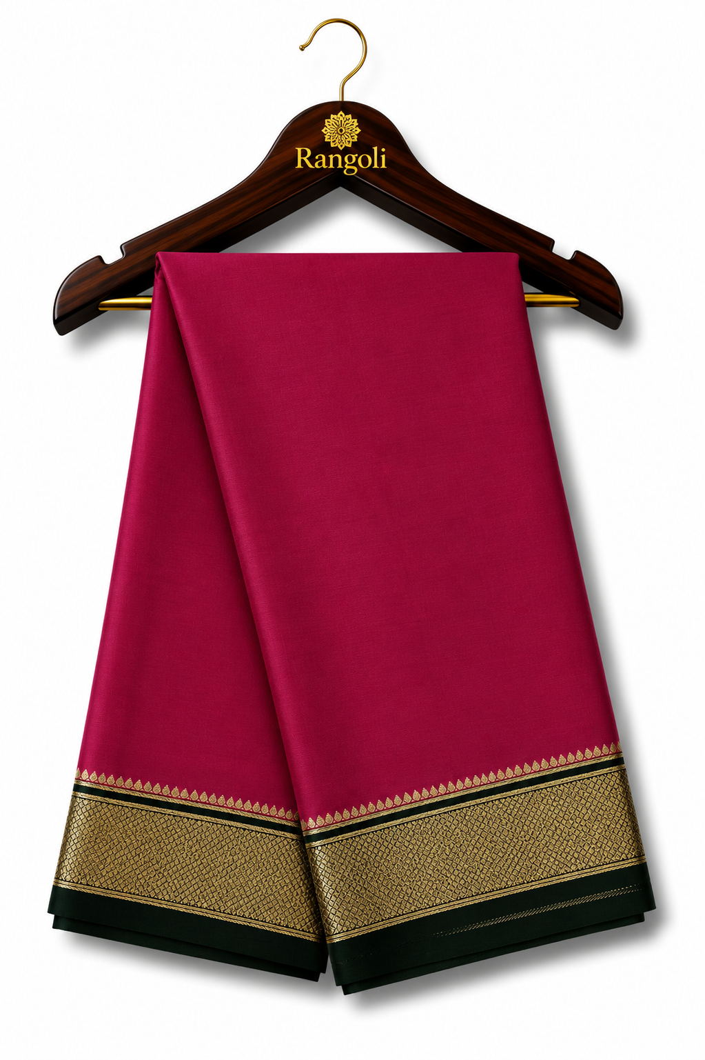 Magenta Pure Silk Saree with Gold Zari Border