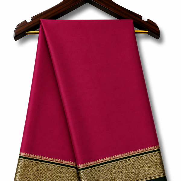 Magenta Pure Silk Saree with Gold Zari Border