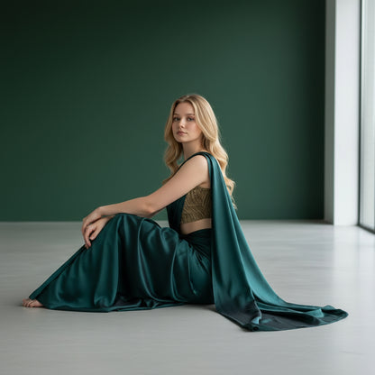 Crushed Silk Pleated Blouse Sleeveless