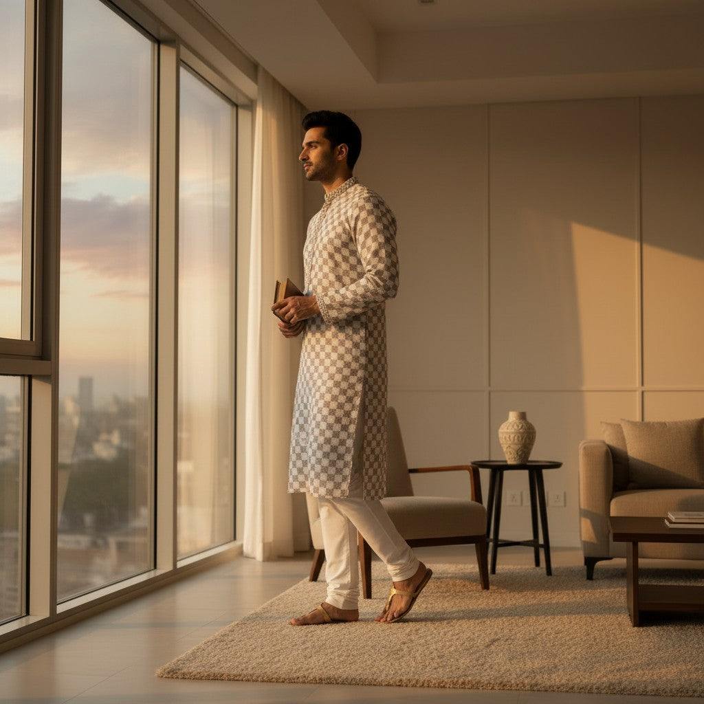 Chikankari Embroidered Sequin Kurta Set