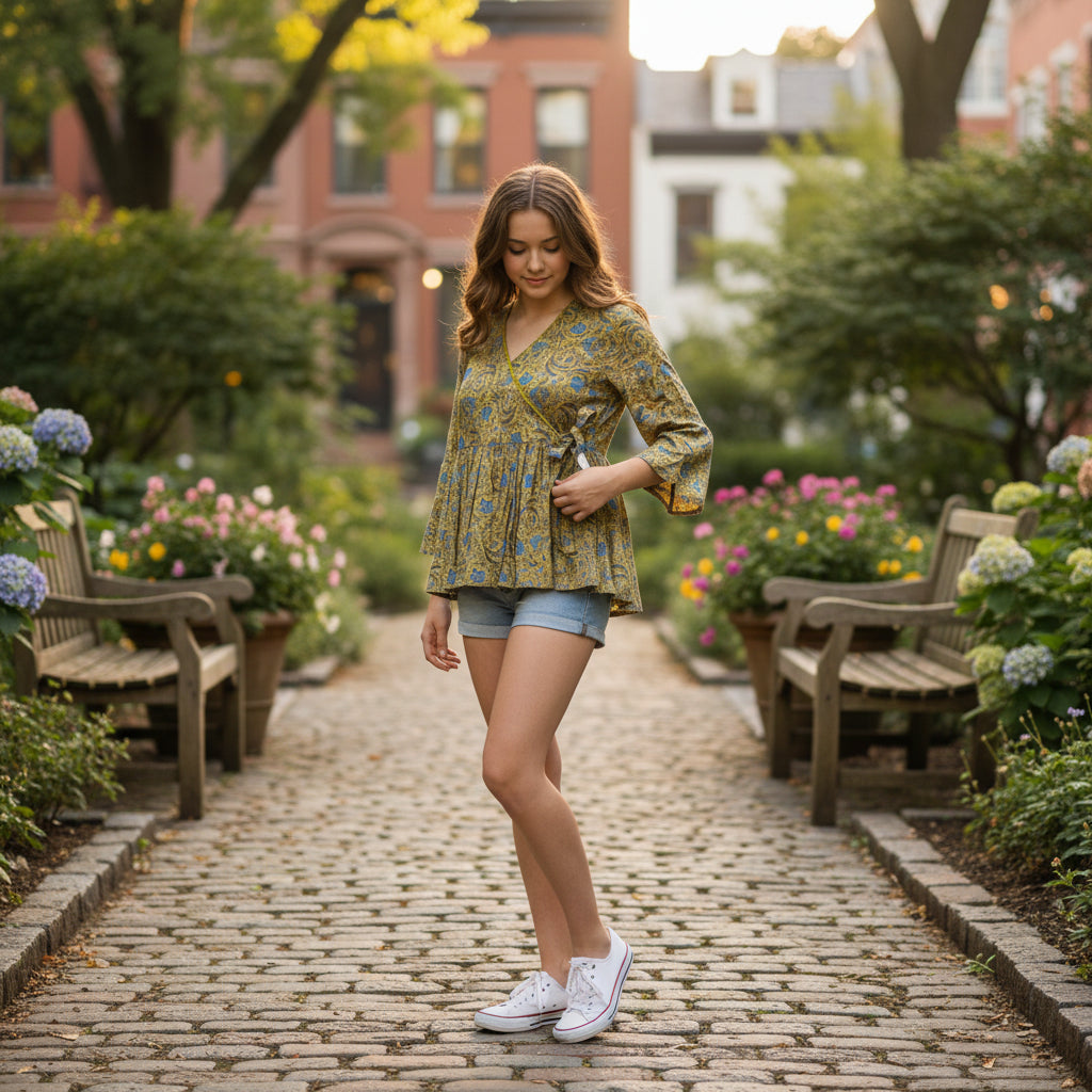 Cotton Voile Angrakha Wrap Tunic