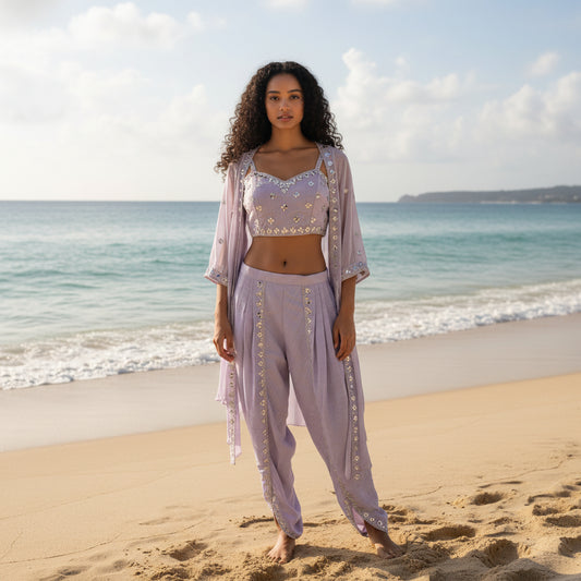 Art Silk Crepe Dhoti Set