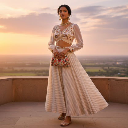 Organza Chiffon Crop Top Set