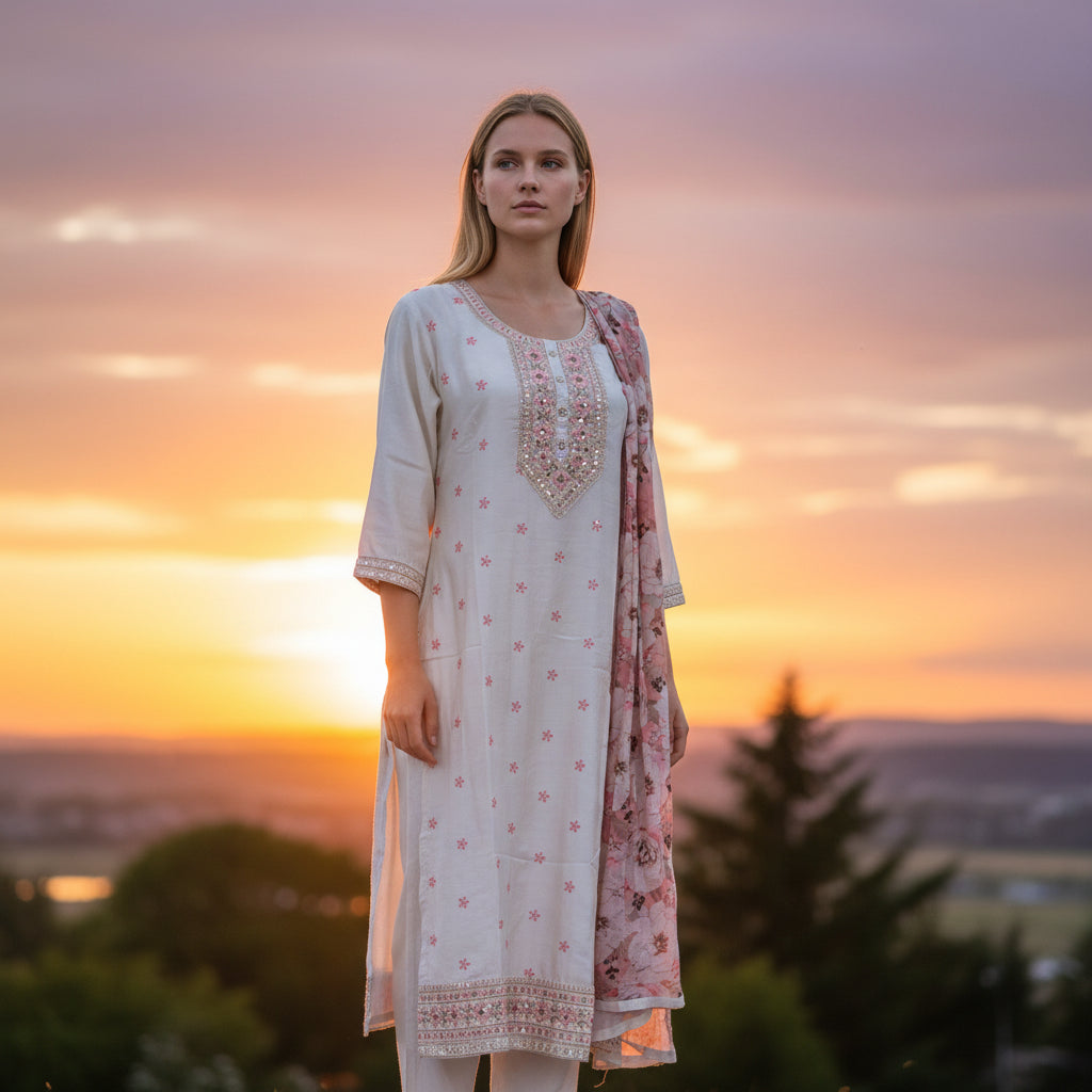 Silk Blend Kurta Set for Elegant Occasions