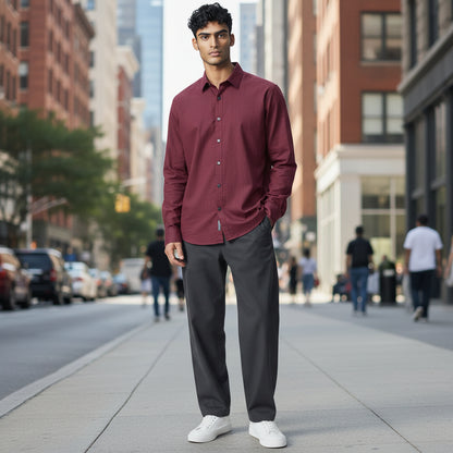 Polyester Cotton Button-Up Shirt