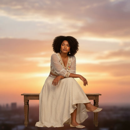 Organza Chiffon Crop Top Set