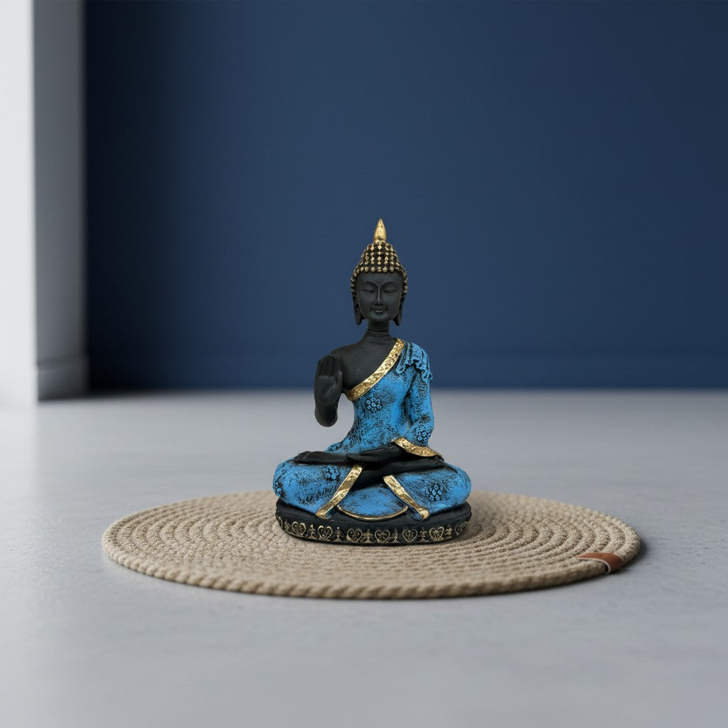 Polyresin Buddha Statue Blue Home Decor