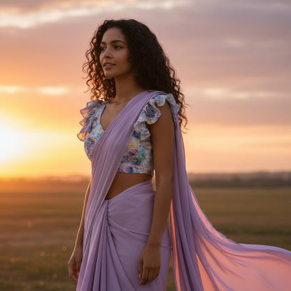 Chiffon Blouse with Ruffled Sleeves for Elegant Outings