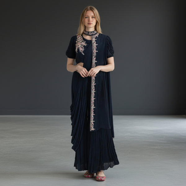 Georgette Crepe Drape Co-ord Set