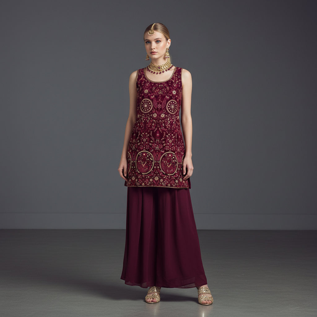 Silk-style Tunic Palazzo Set