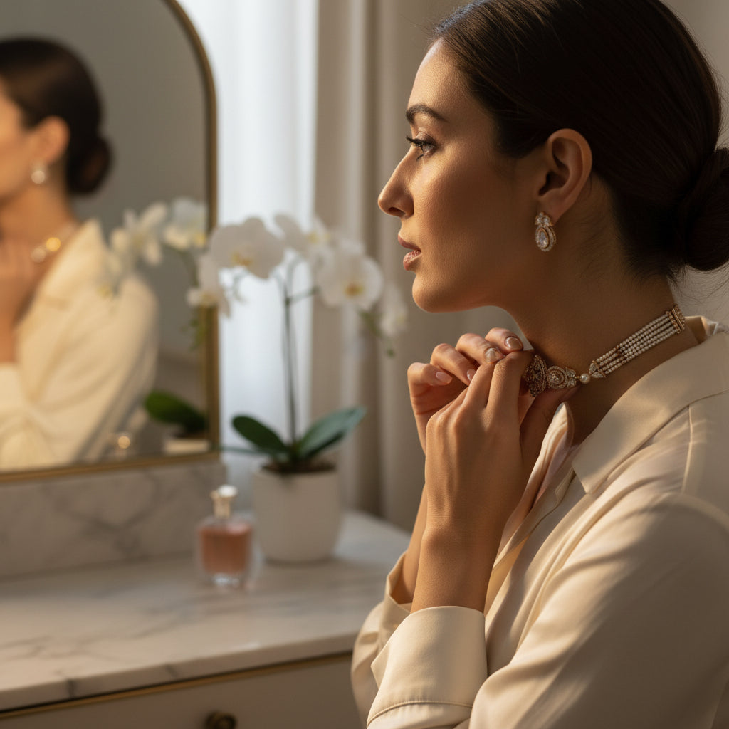 Gold Plated Floral Motif Jewelry Set