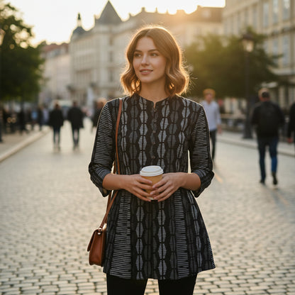 Soft Cotton Short Kurti Mandarin Collar Casual Wear