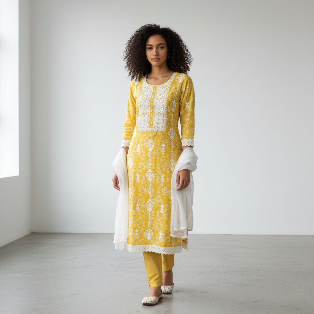 Elegant Embroidered Floral Kurta Set