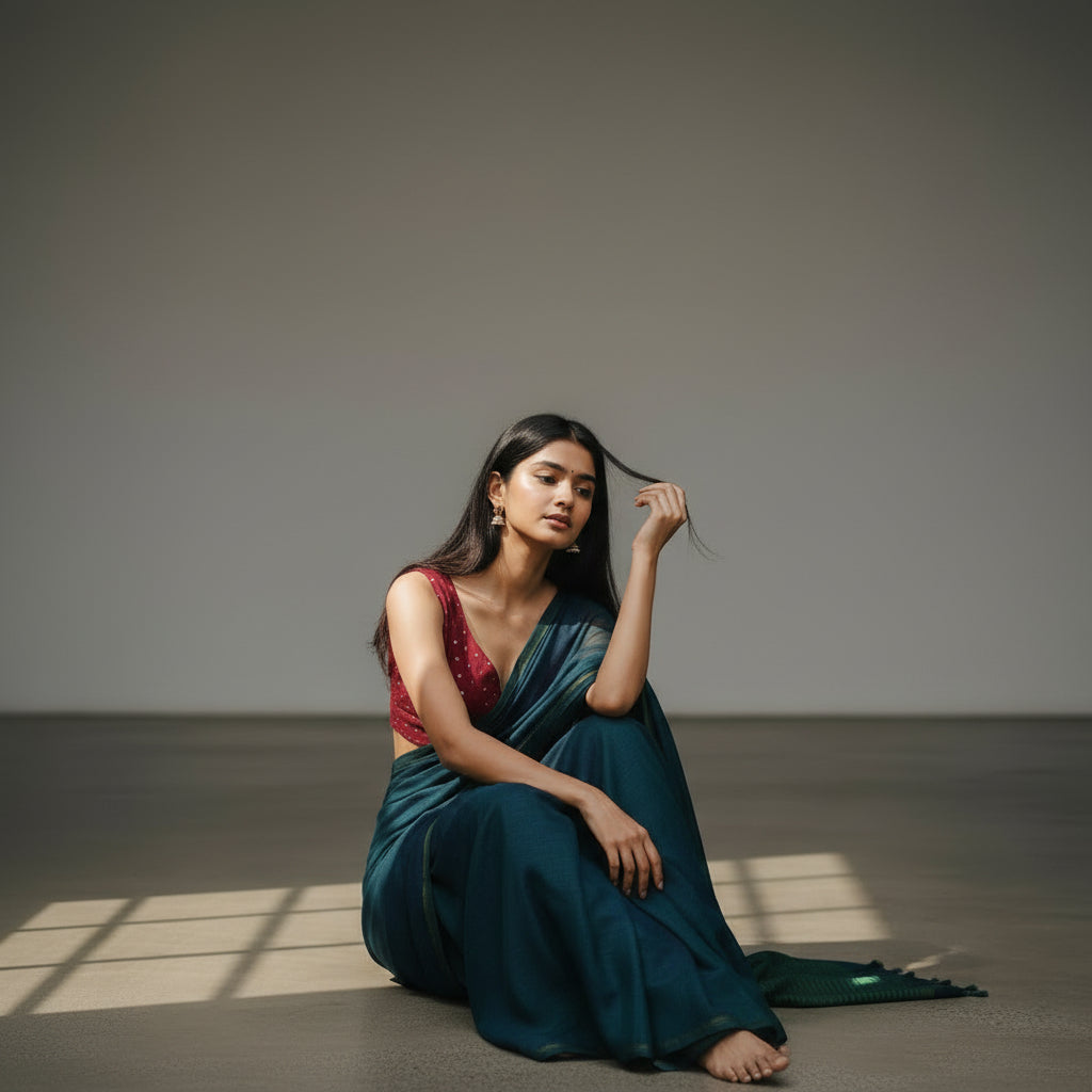 Silk Blend V-Neck Blouse