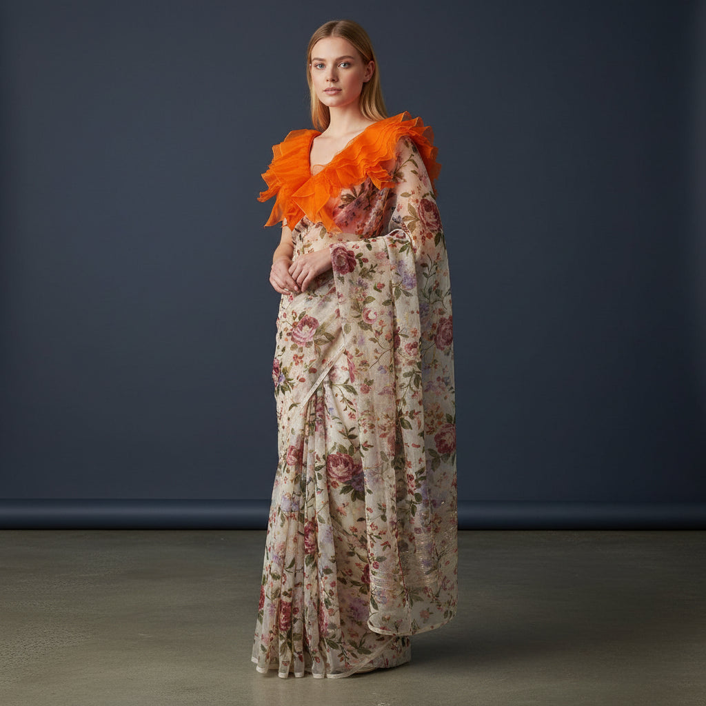 Organza Multi-Layer Ruffle Designer Blouse