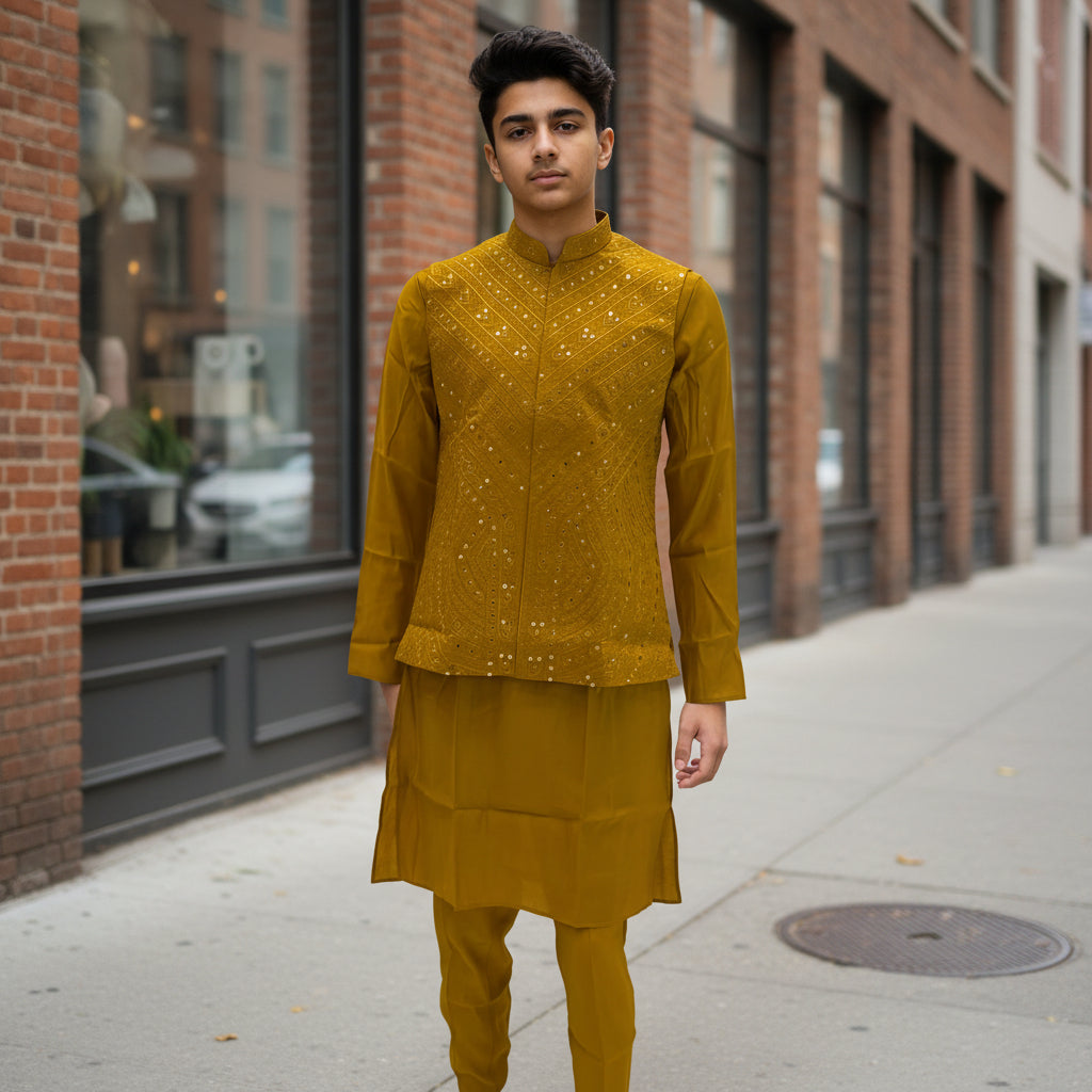 Cotton Silk Blend Kurta Set 3 Piece