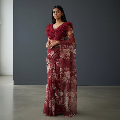 Organza Multi-Layer Ruffle Designer Blouse