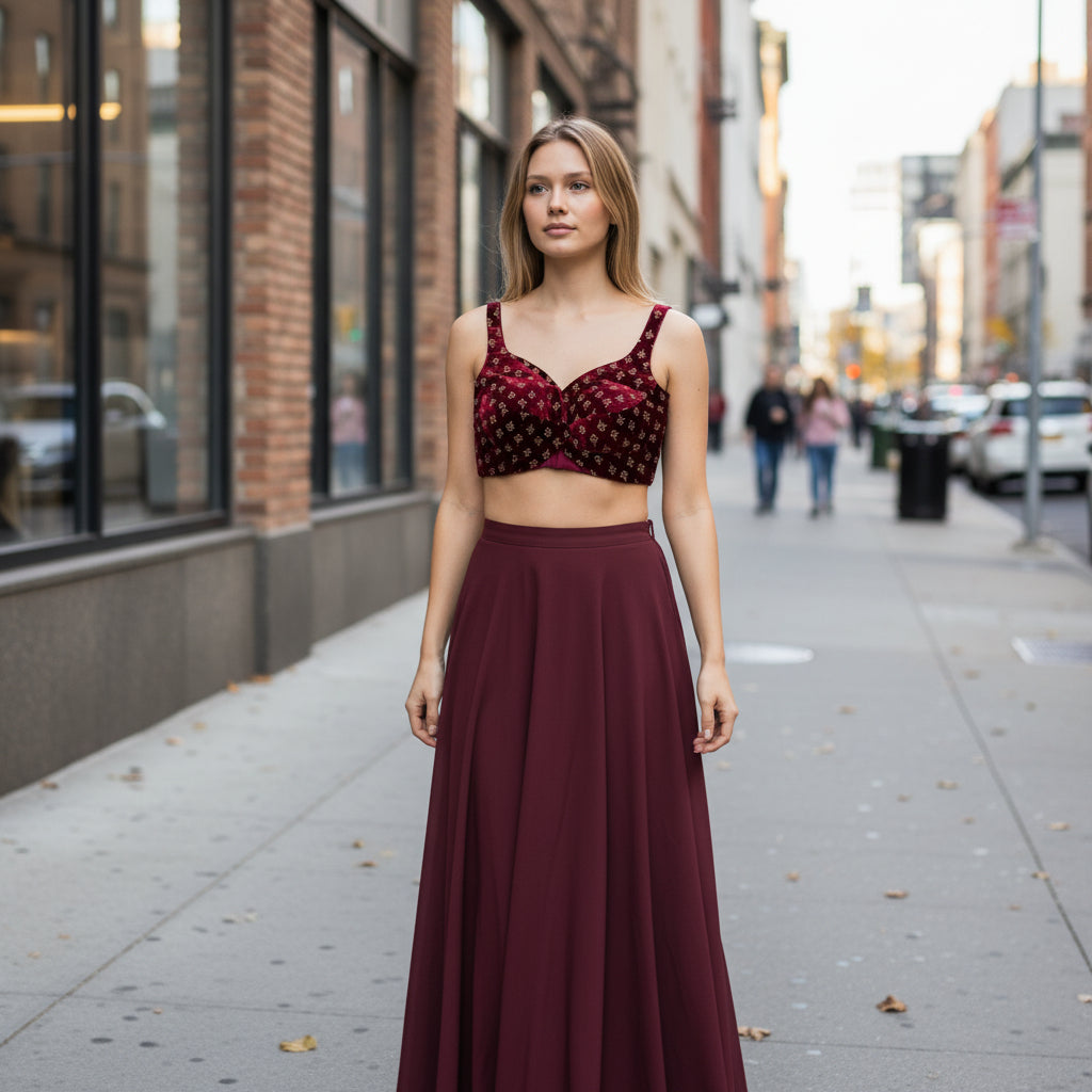 Velvet Designer Blouse with Embroidery