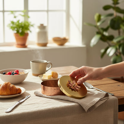 Mixed Metals Hammered Floral Trinket Box