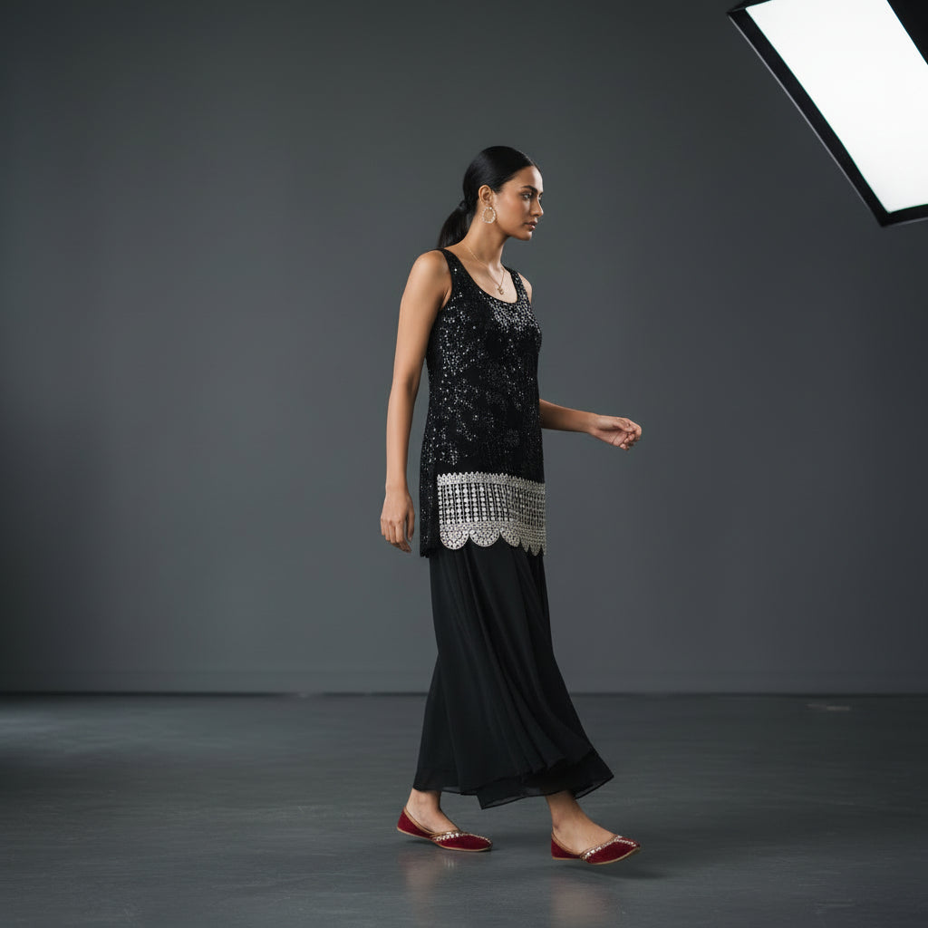 Georgette Sequined Kurta Top